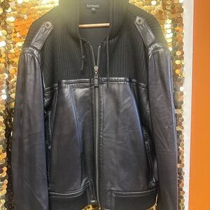 Royal Underground Black Leather Bomber Jacket